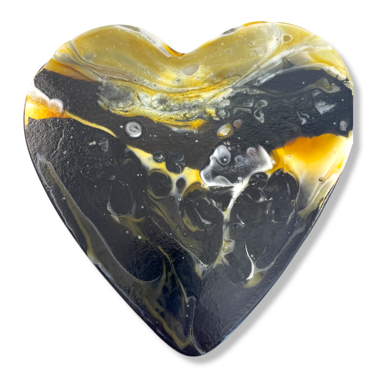 Celestial Gold Glass Heart Sculpture - Heart Art