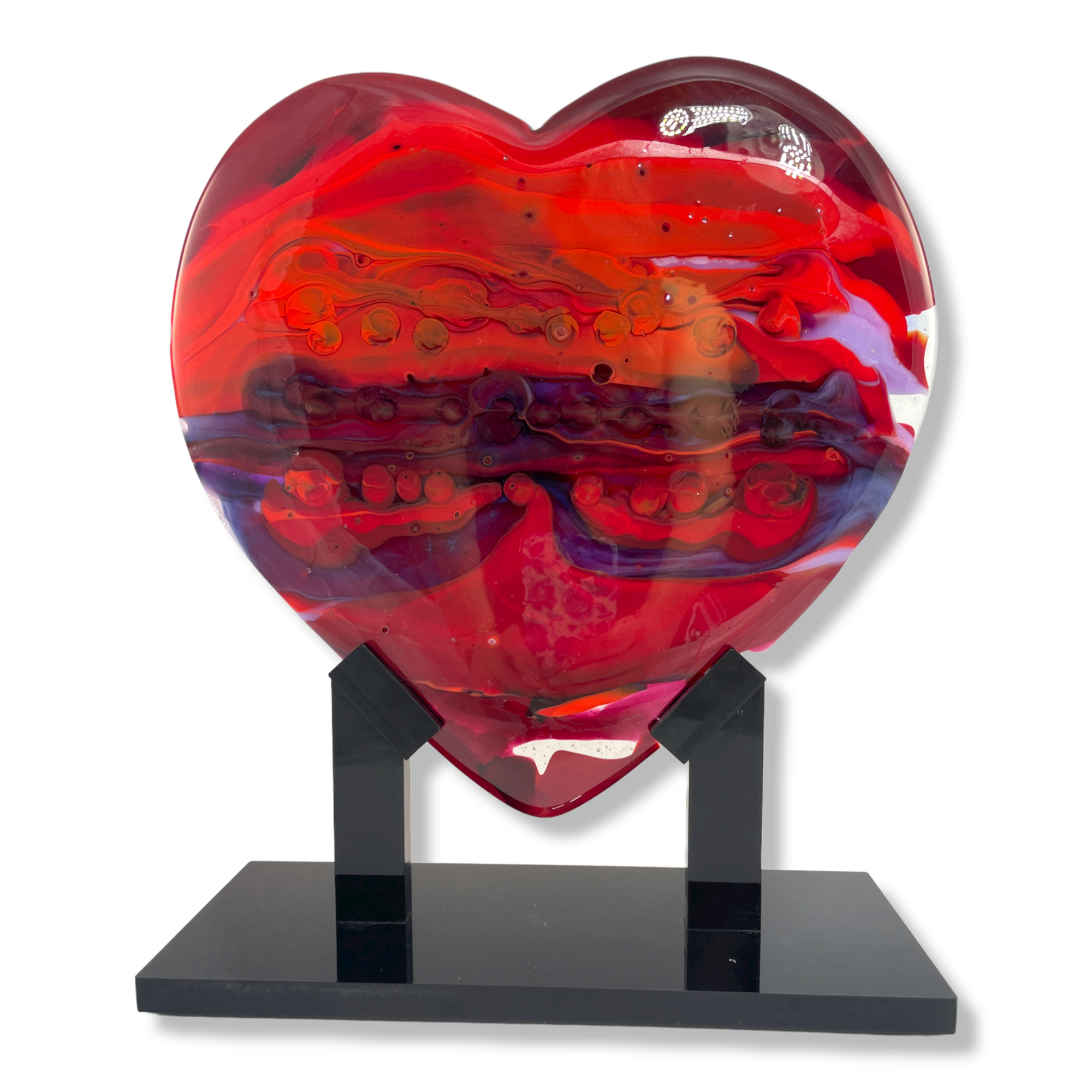Red Planet Glass Heart Sculpture