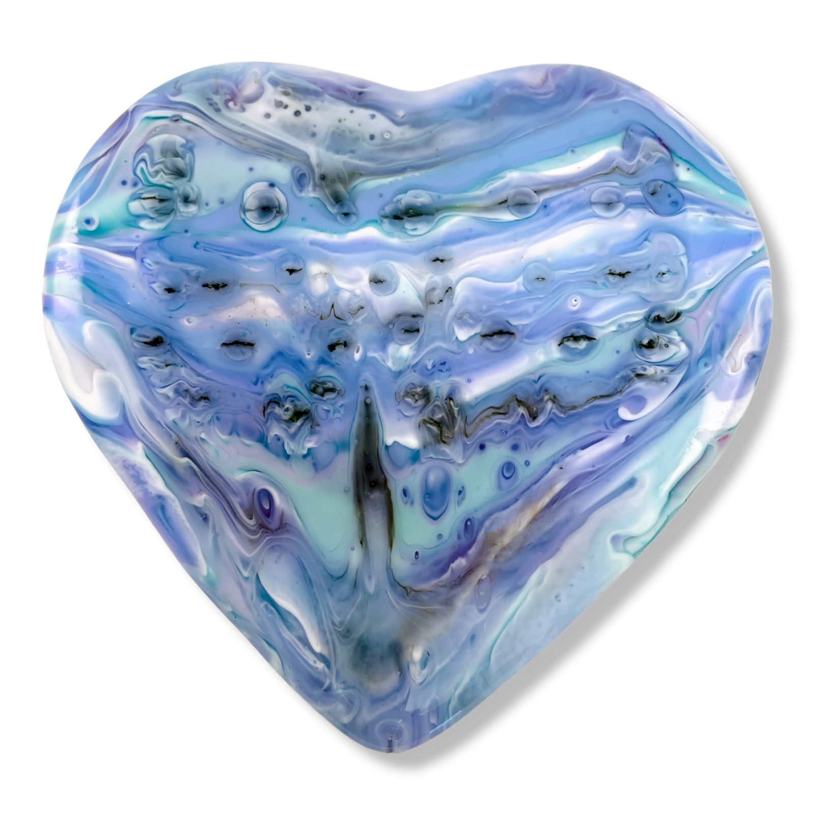 Pastel Comet Glass Heart Sculpture