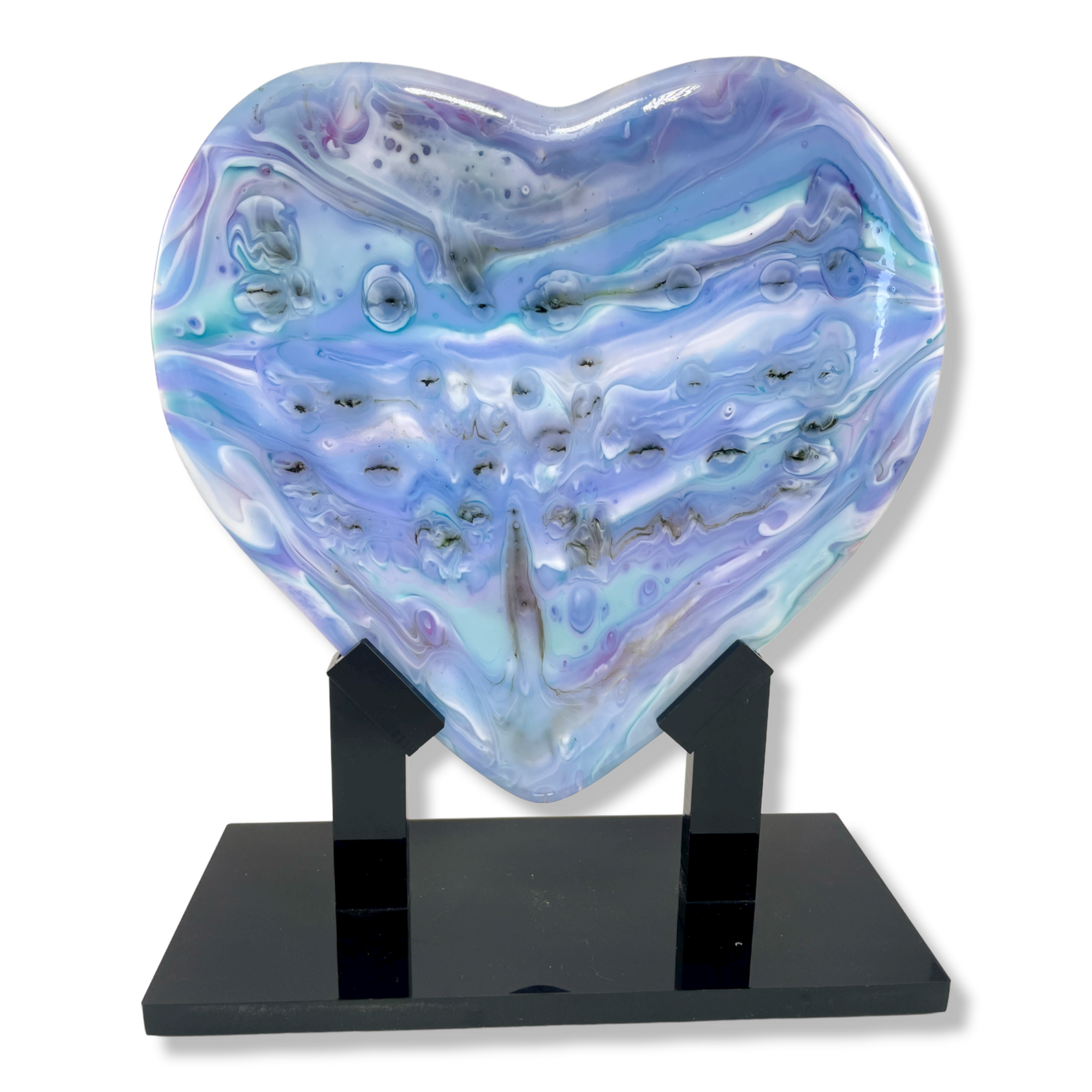 Pastel Comet Glass Heart Sculpture