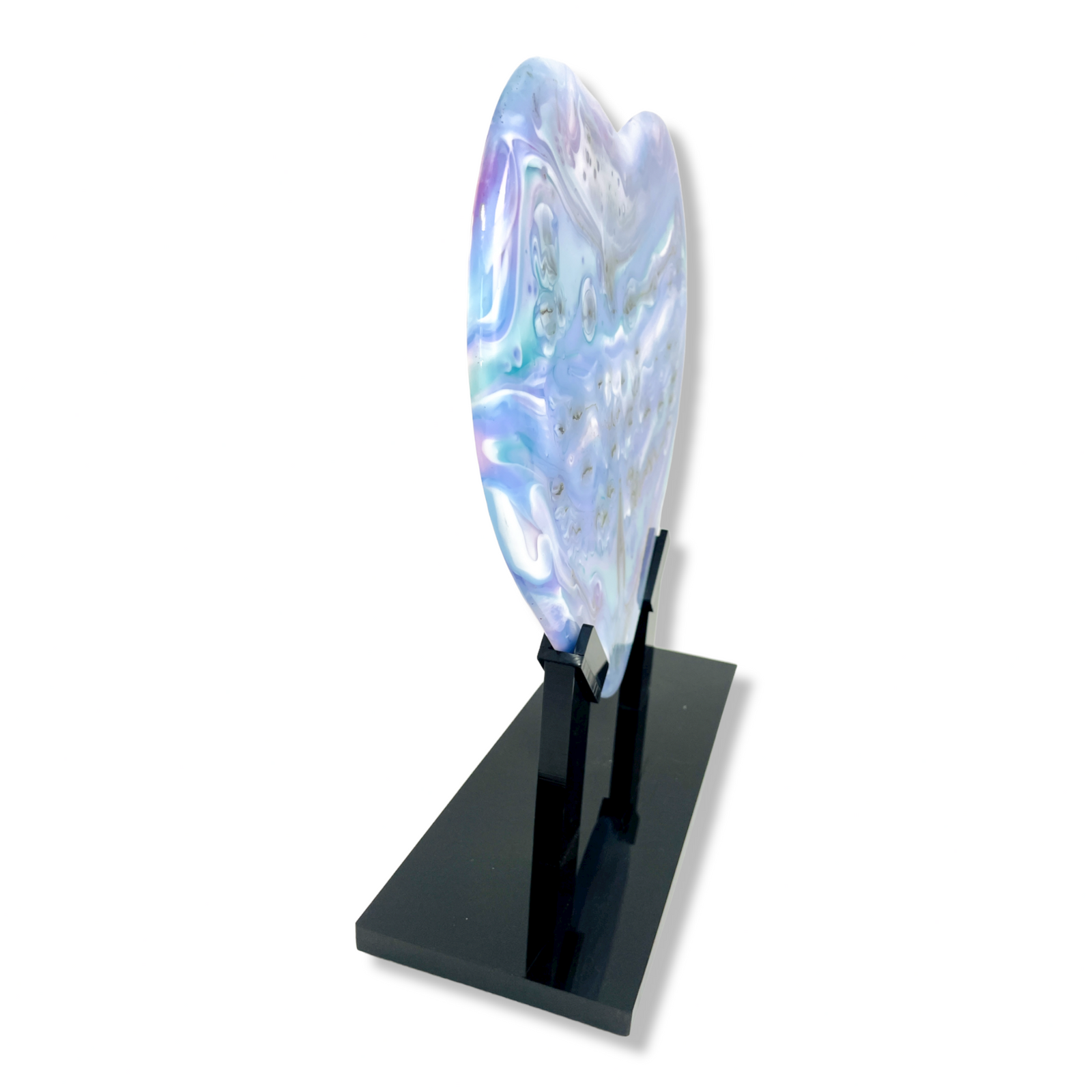 Pastel Comet Glass Heart Sculpture