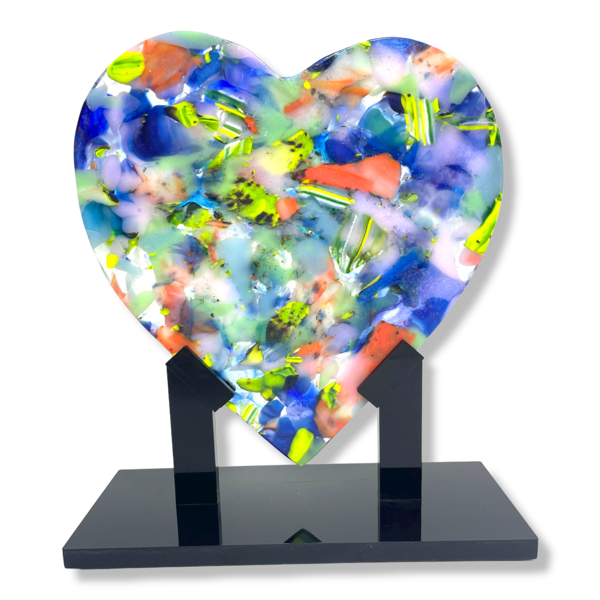 Neon Garden Glass Heart Sculpture