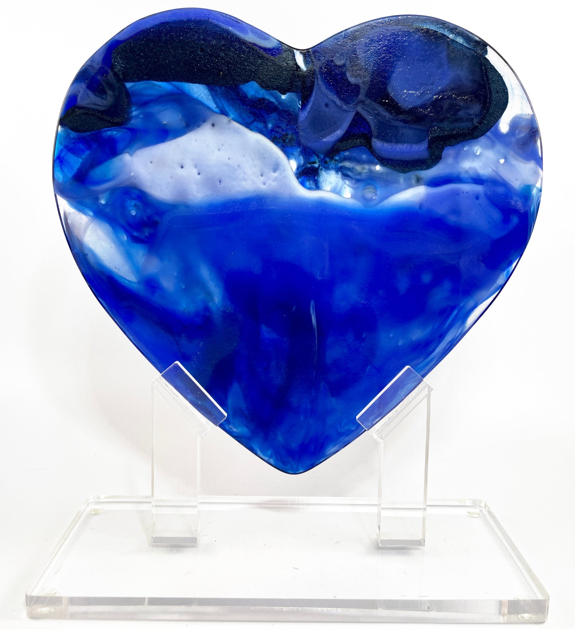 Blue Atmosphere Glass Heart Sculpture