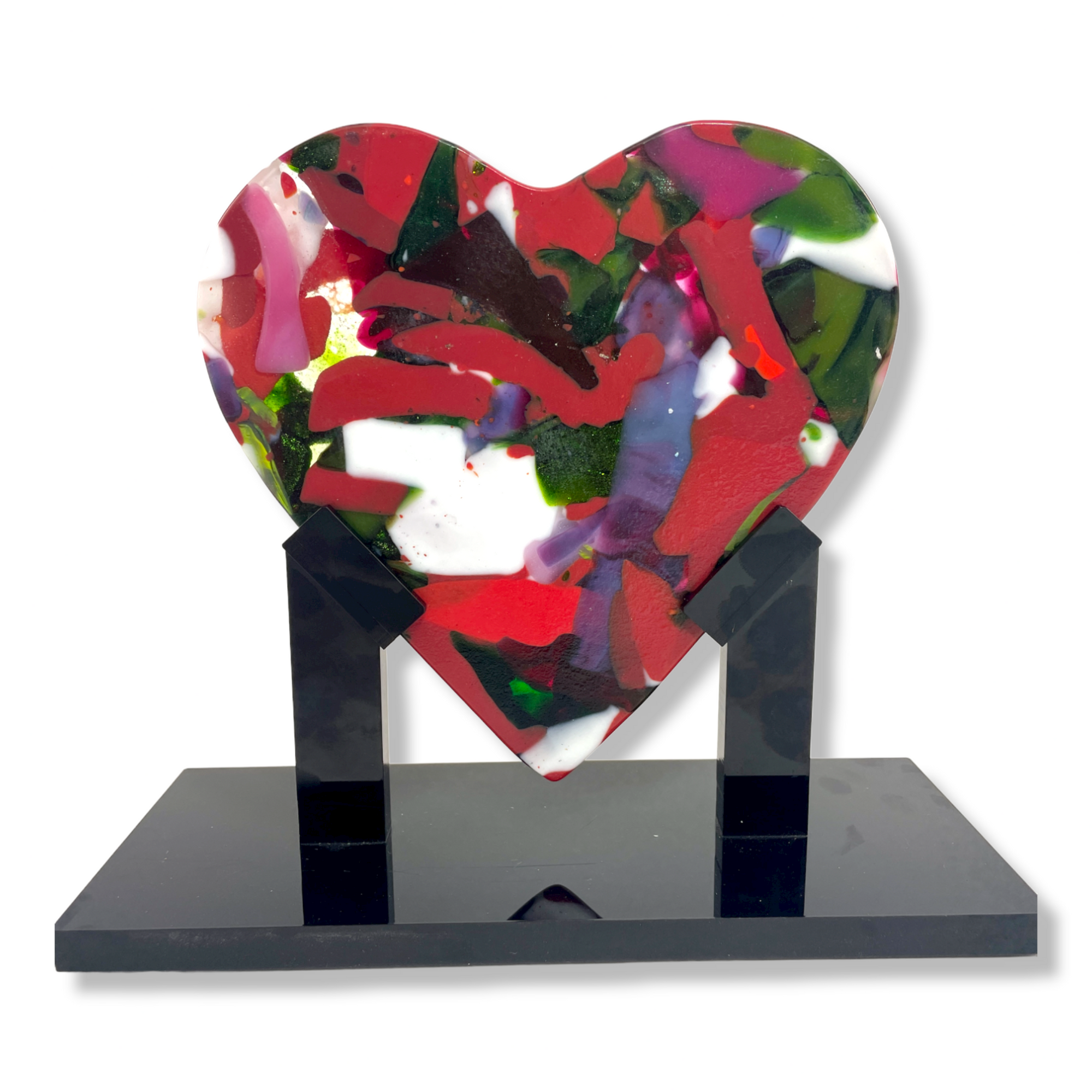 Merry Christmas Glass Heart Sculpture