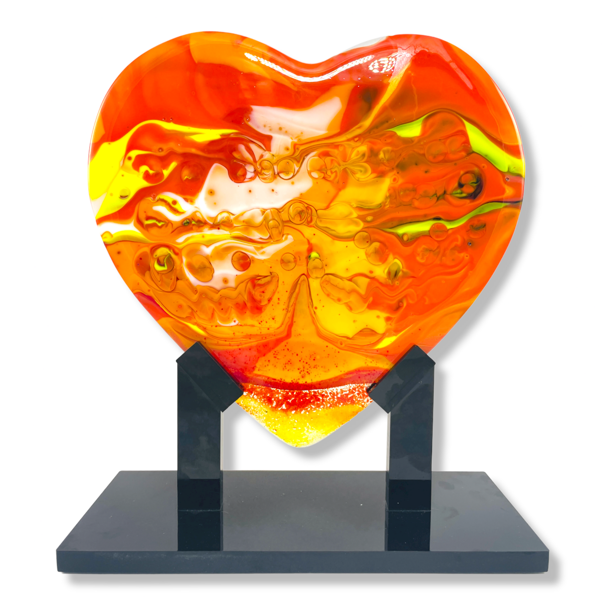 Mars in Retorgrade Glass Heart Sculpture