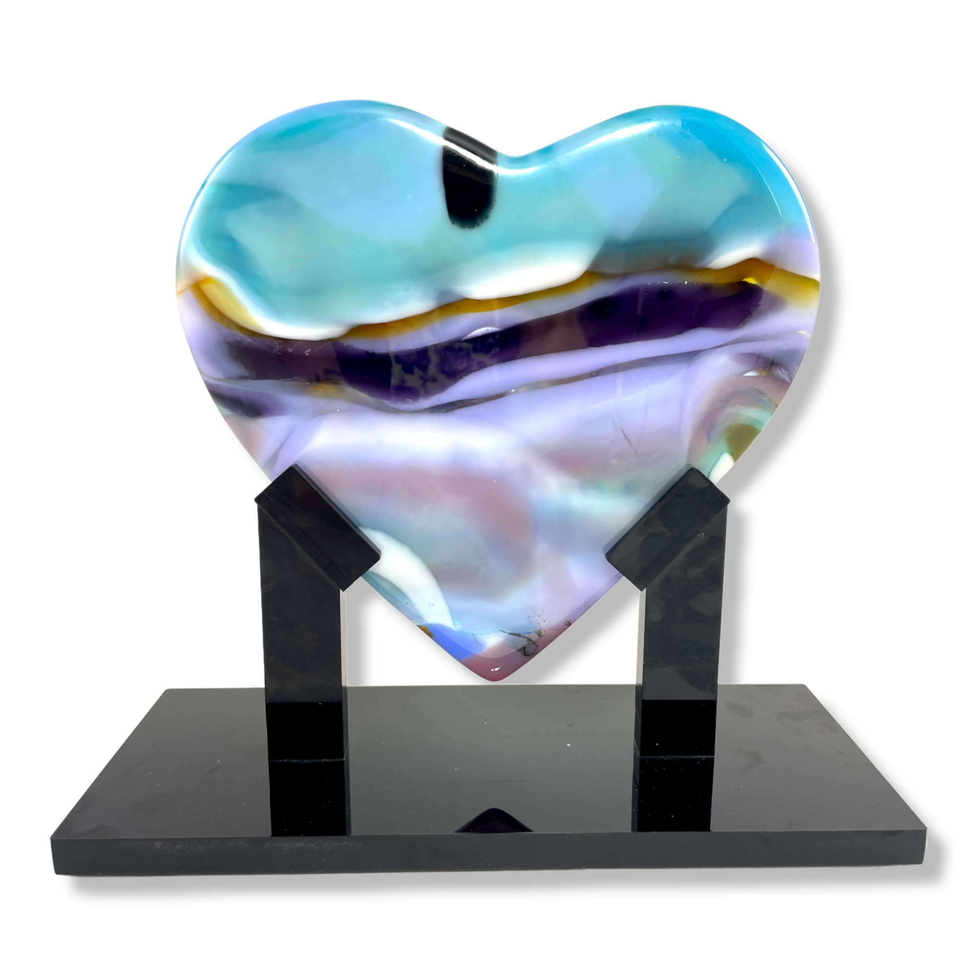 Arctic Skies Glass Heart Sculpture